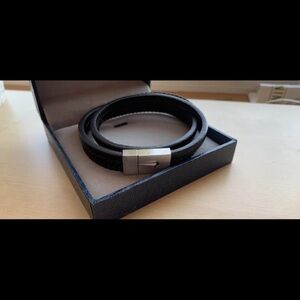 Men's Black Leather Bracelet